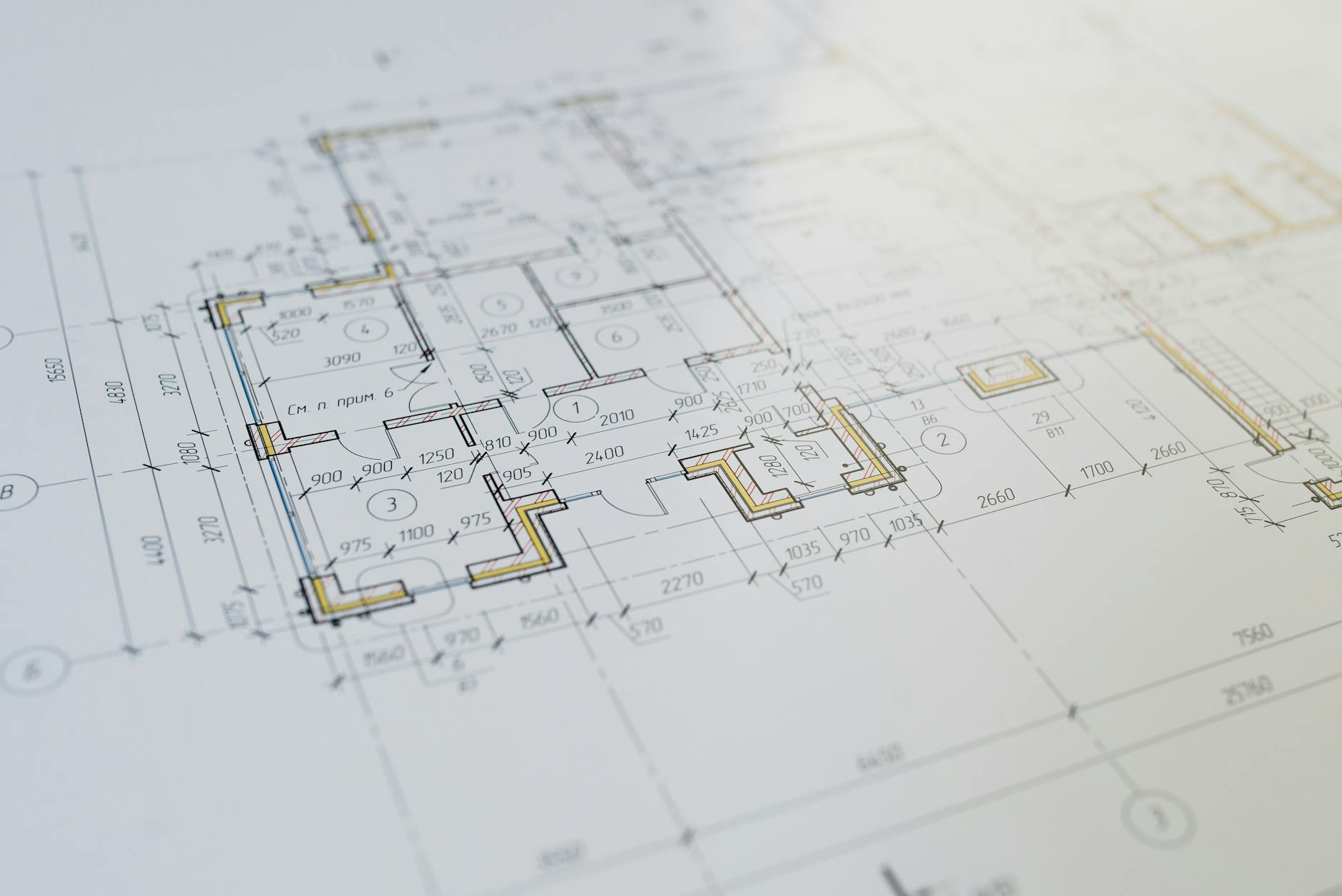 Foto de un plano de construcción.